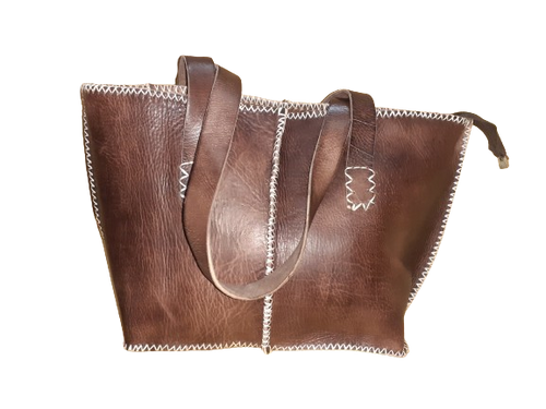 Bolso Mujer  Vacuno hilo blanco Mediano